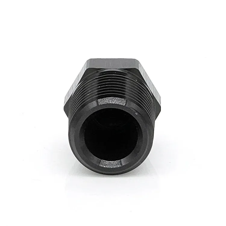 1/8" Male NPT Hex Plug, 6061 Aluminum, Black Hard Anodized