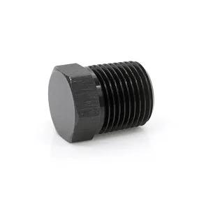 1/8" Male NPT Hex Plug, 6061 Aluminum, Black Hard Anodized