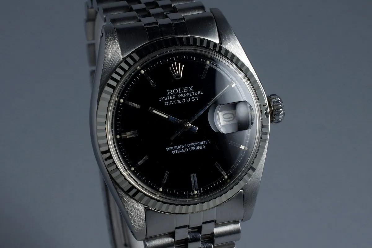 1973 Rolex DateJust 1601 Glossy Black Dial