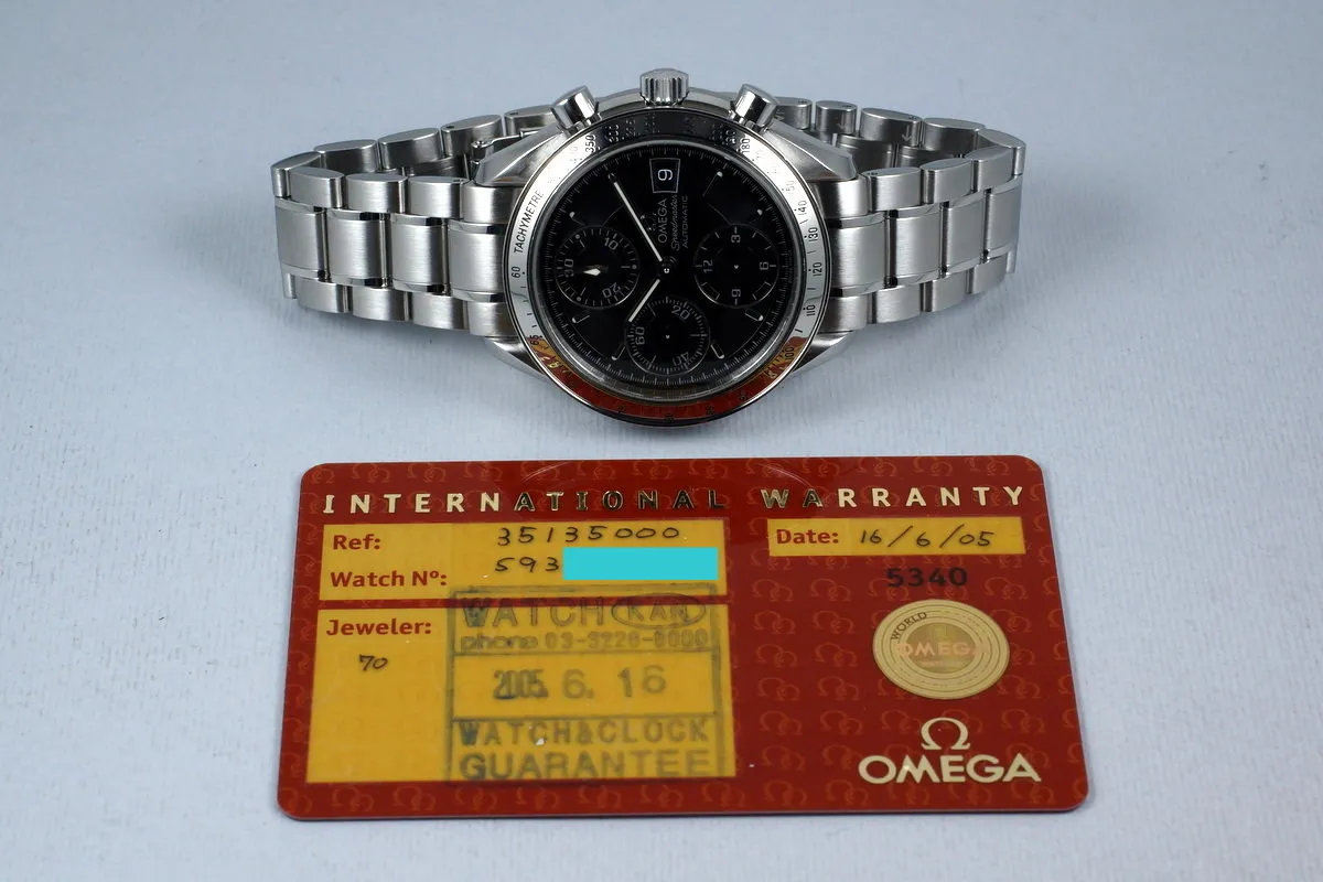 2005 Omega Speedmaster Reduced Automatic Date 3513.50 Black Dial with Papers