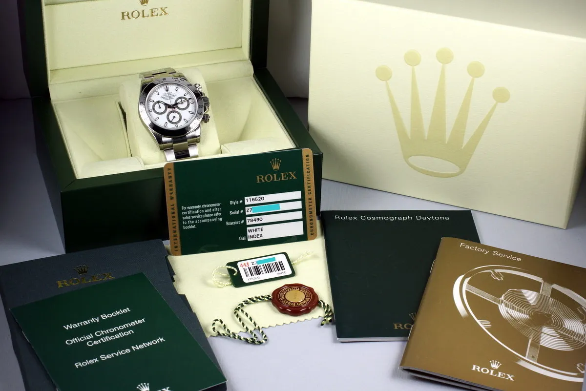 2009 Rolex Daytona 116520 White Dial with Box and Papers MINT