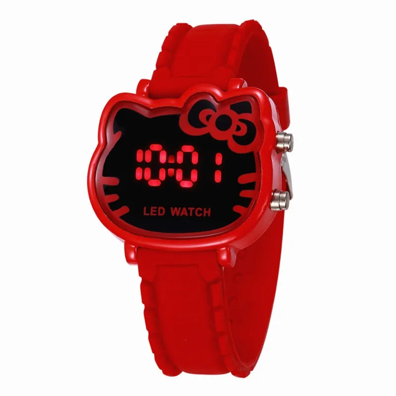 2019 Hello Kitty Cartoon Watches Kid Girls Relogios Pink Silicone Strap Children Led Digital Wrist Watch Nina Reloj Nino Clocks