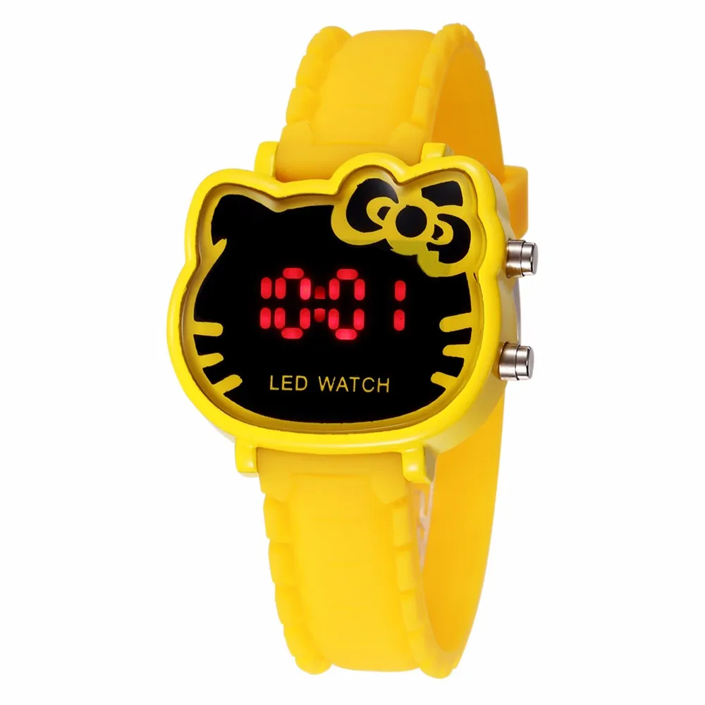 2019 Hello Kitty Cartoon Watches Kid Girls Relogios Pink Silicone Strap Children Led Digital Wrist Watch Nina Reloj Nino Clocks