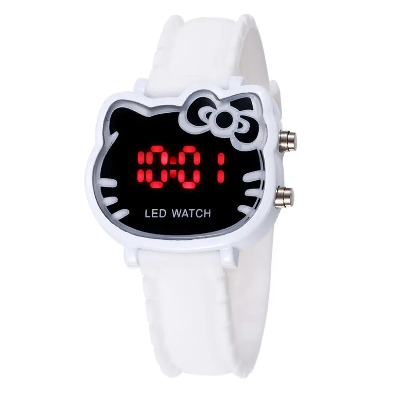 2019 Hello Kitty Cartoon Watches Kid Girls Relogios Pink Silicone Strap Children Led Digital Wrist Watch Nina Reloj Nino Clocks