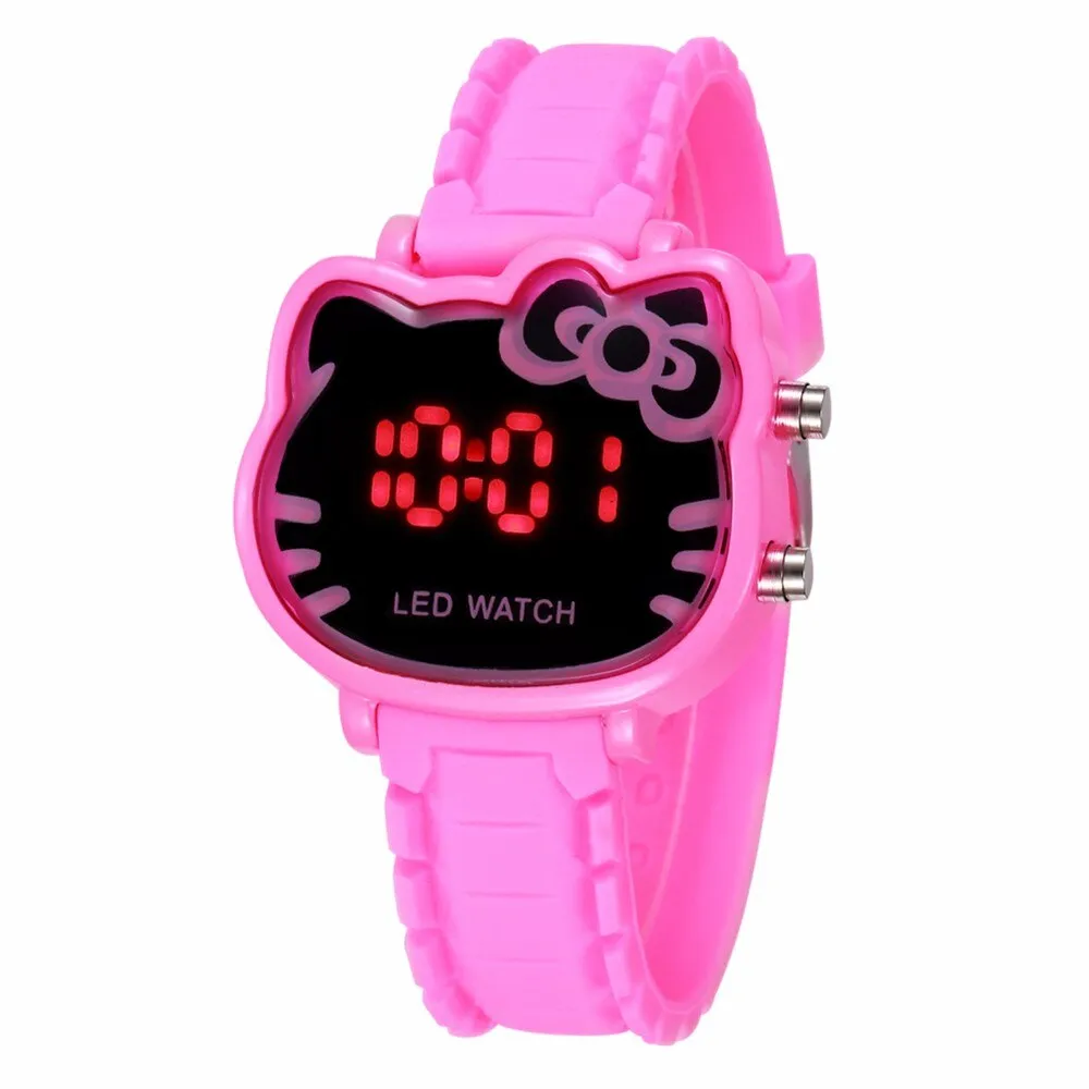 2019 Hello Kitty Cartoon Watches Kid Girls Relogios Pink Silicone Strap Children Led Digital Wrist Watch Nina Reloj Nino Clocks