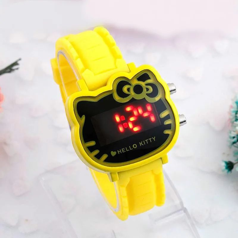 2019 Hello Kitty Cartoon Watches Kid Girls Relogios Pink Silicone Strap Children Led Digital Wrist Watch Nina Reloj Nino Clocks