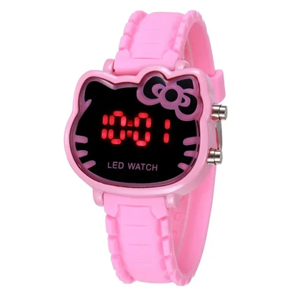 2019 Hello Kitty Cartoon Watches Kid Girls Relogios Pink Silicone Strap Children Led Digital Wrist Watch Nina Reloj Nino Clocks