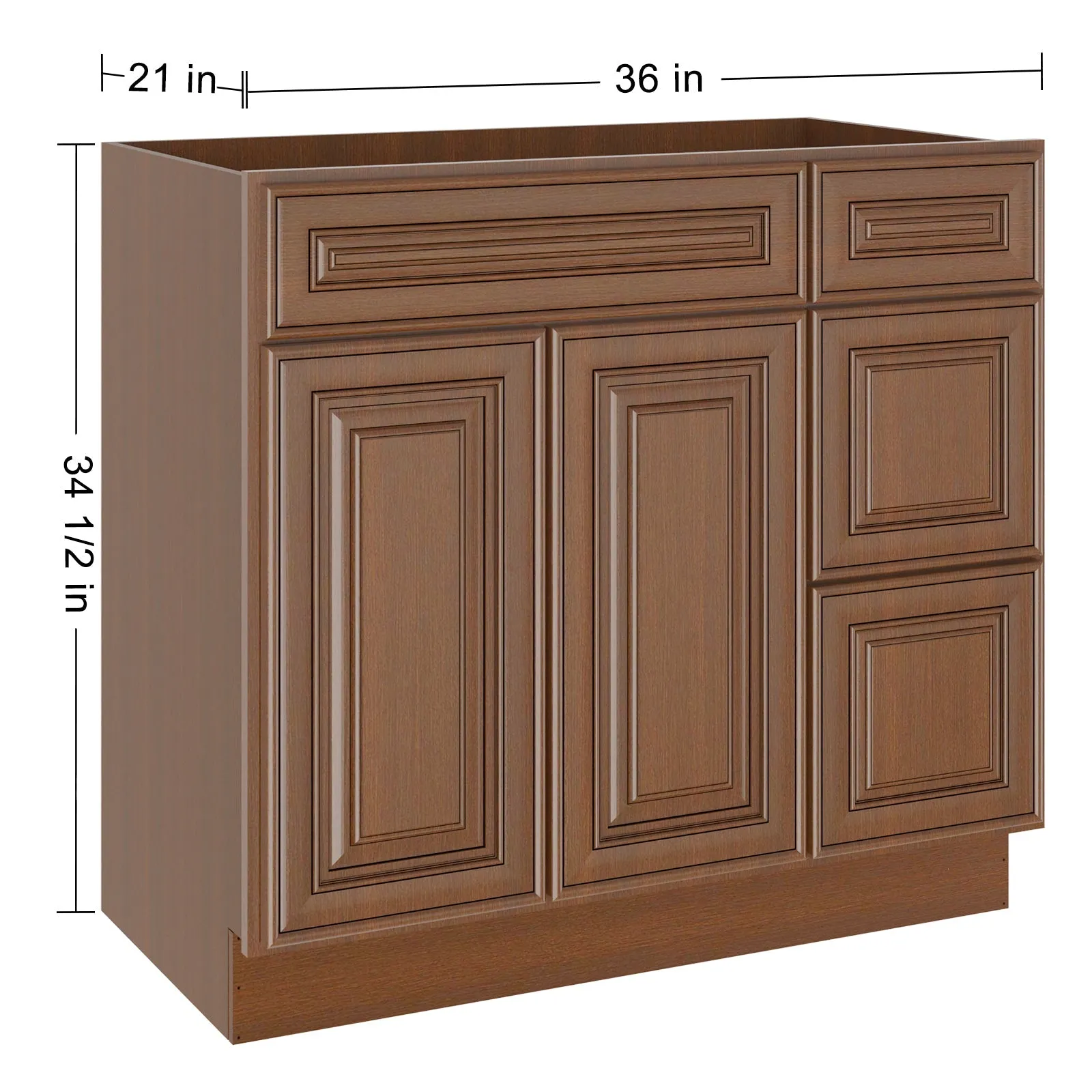 21"Dx36"Wx34-1/2"H Birch Solid Wood Bath Vanity Cabinet without Top V3621DR