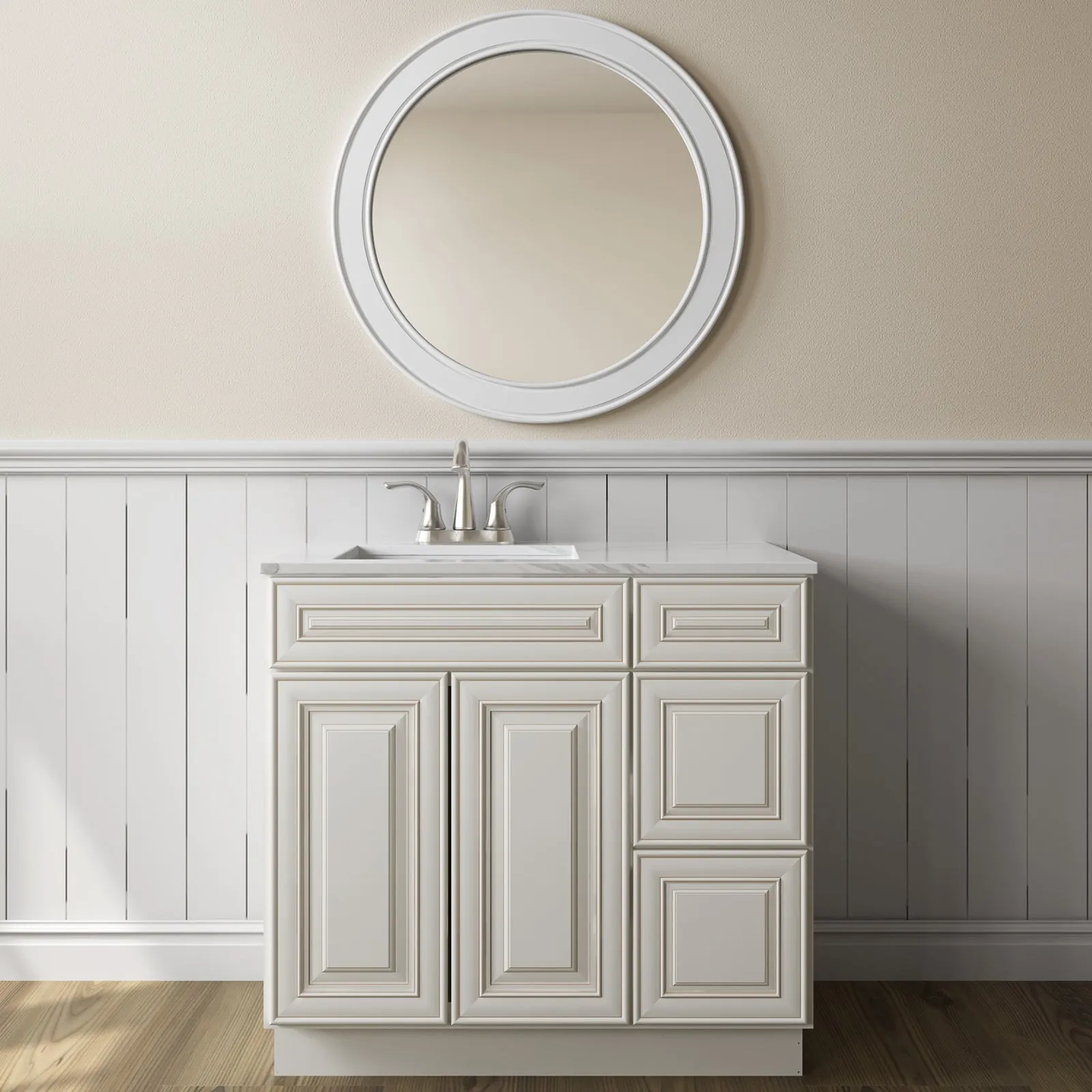 21"Dx36"Wx34-1/2"H Birch Solid Wood Bath Vanity Cabinet without Top V3621DR