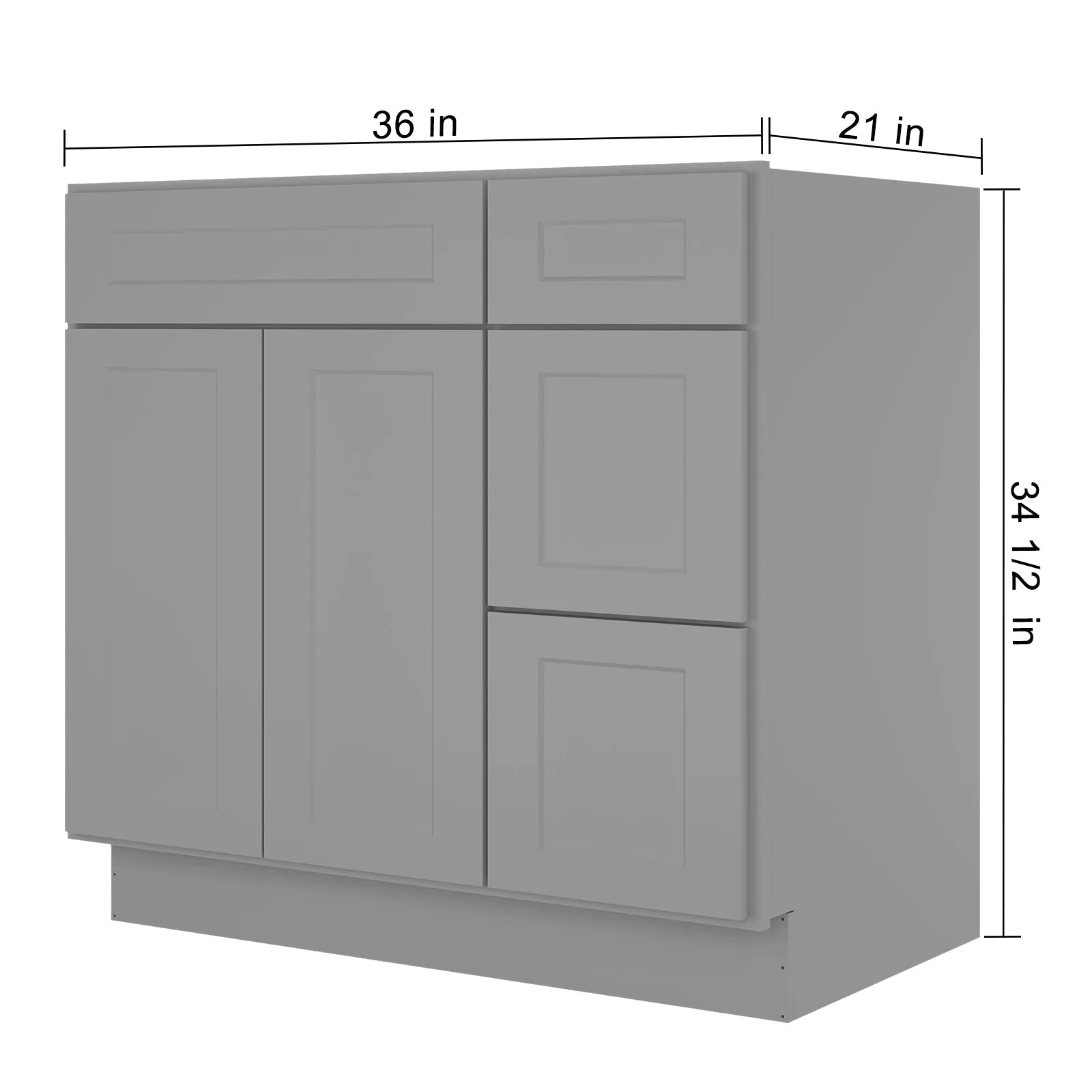 21"Dx36"Wx34-1/2"H Birch Solid Wood Bath Vanity Cabinet without Top V3621DR