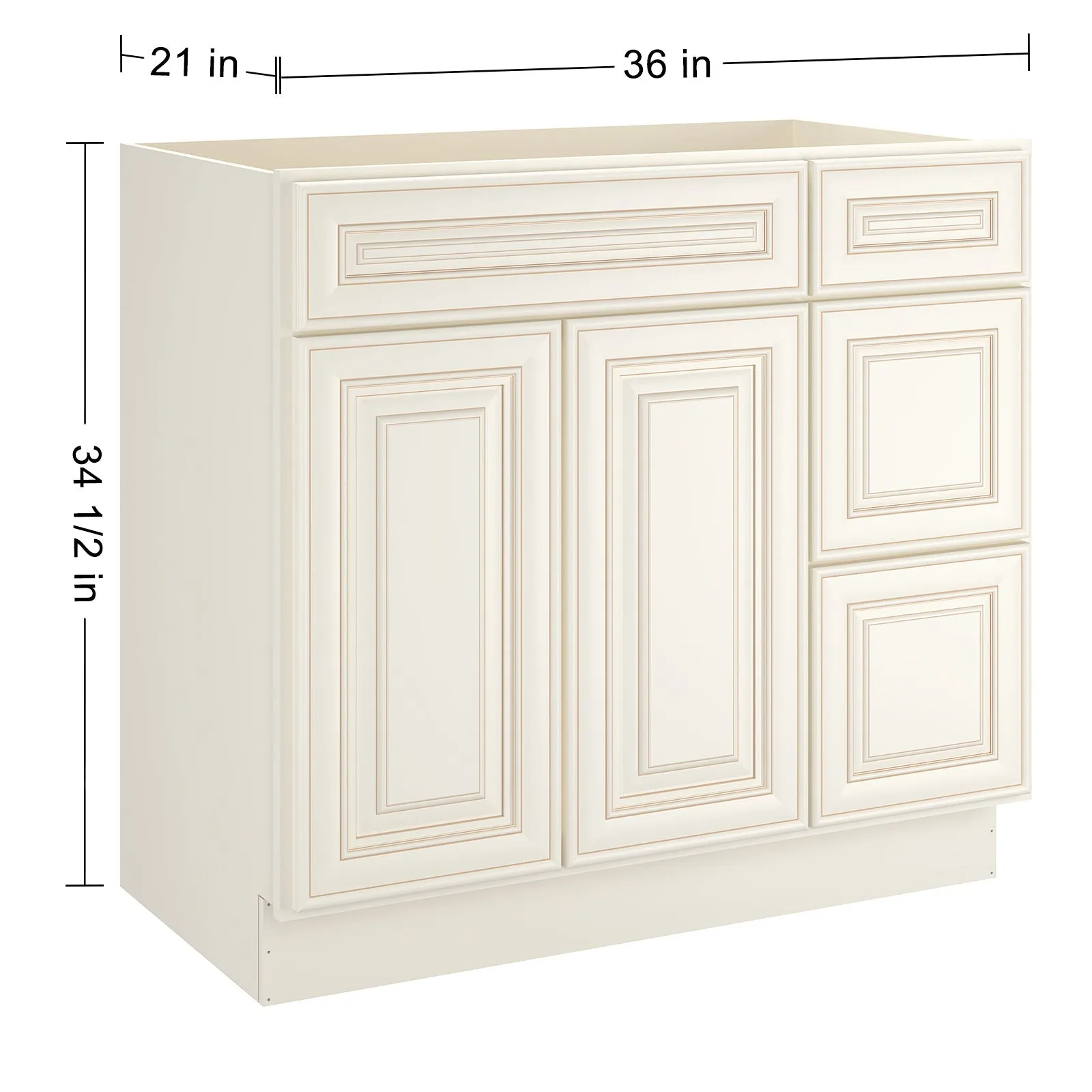 21"Dx36"Wx34-1/2"H Birch Solid Wood Bath Vanity Cabinet without Top V3621DR