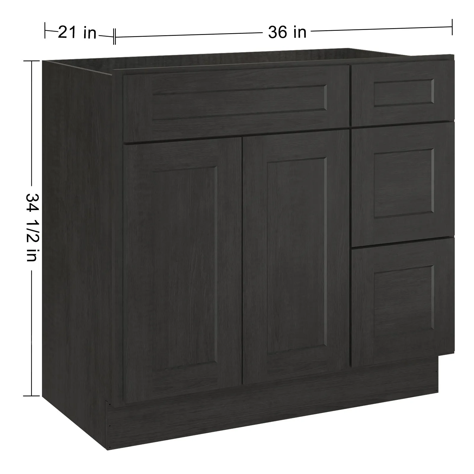 21"Dx36"Wx34-1/2"H Birch Solid Wood Bath Vanity Cabinet without Top V3621DR