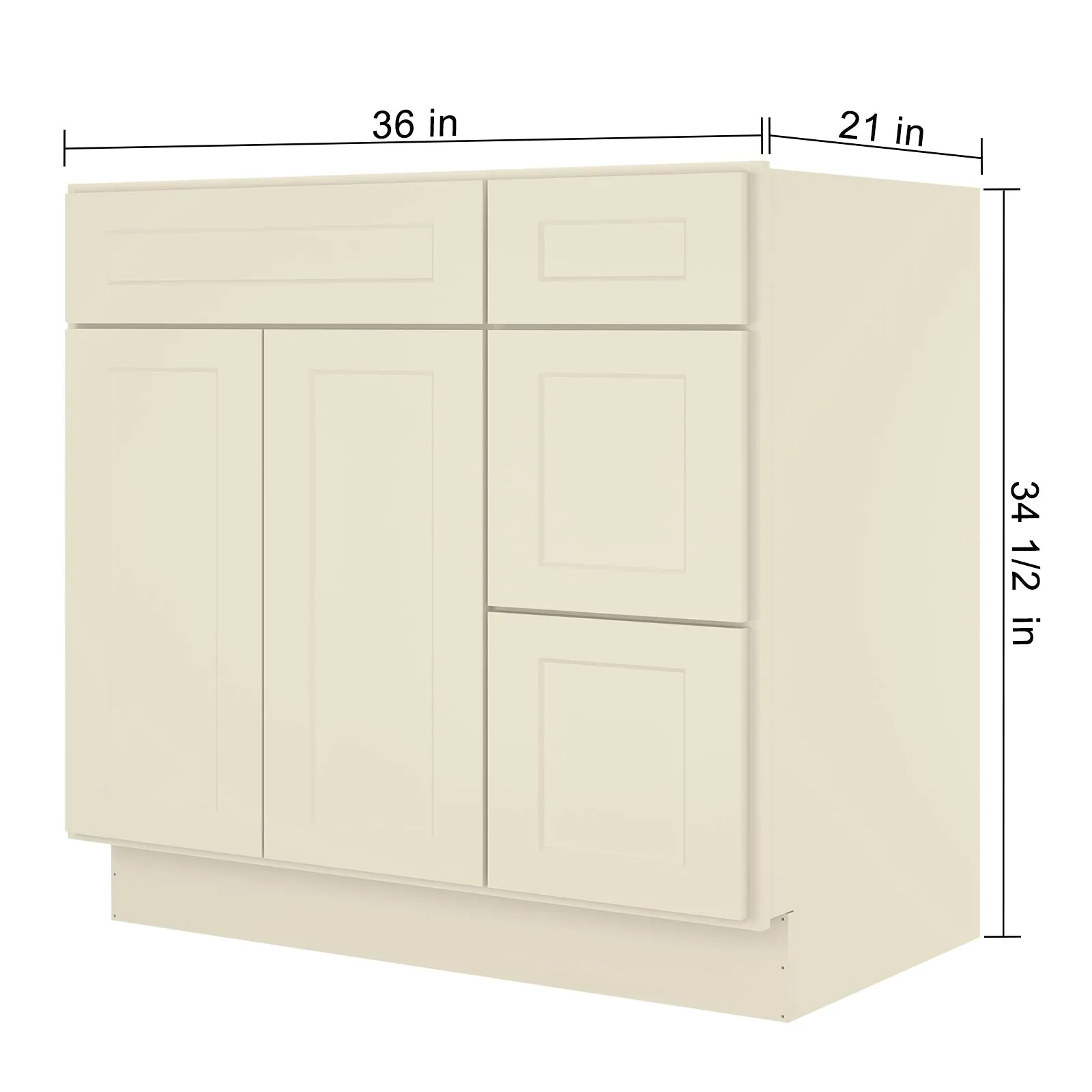 21"Dx36"Wx34-1/2"H Birch Solid Wood Bath Vanity Cabinet without Top V3621DR