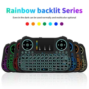 2.4GHz Colorful Backlit Mini Wireless Keyboard with Mouse Touchpad Rechargeable Combos for PC/Desktop/Nar TV/HTPC/Large Screen TV/Smart TV/Hard Disk Player/Web Player/X-BOX