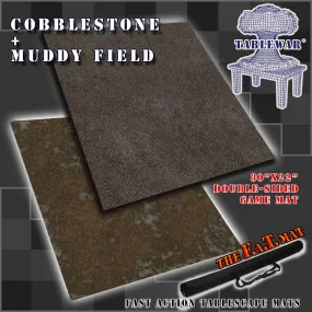 30x22" Dbl Sided 'Cobblestone'   'Muddy Field' F.A.T. Mat Gaming Mat