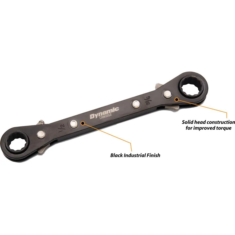 3/8" X 7/16" Double Box End Ratcheting Wrench, Straight