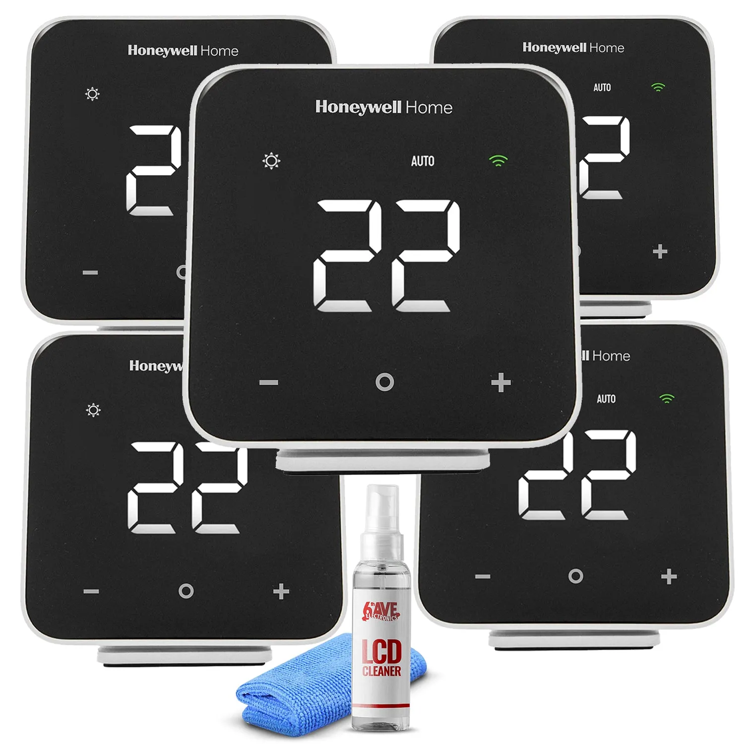 5-Pack Honeywell D6 Pro Wi-Fi Ductless Controller Black   LCD Cleaner