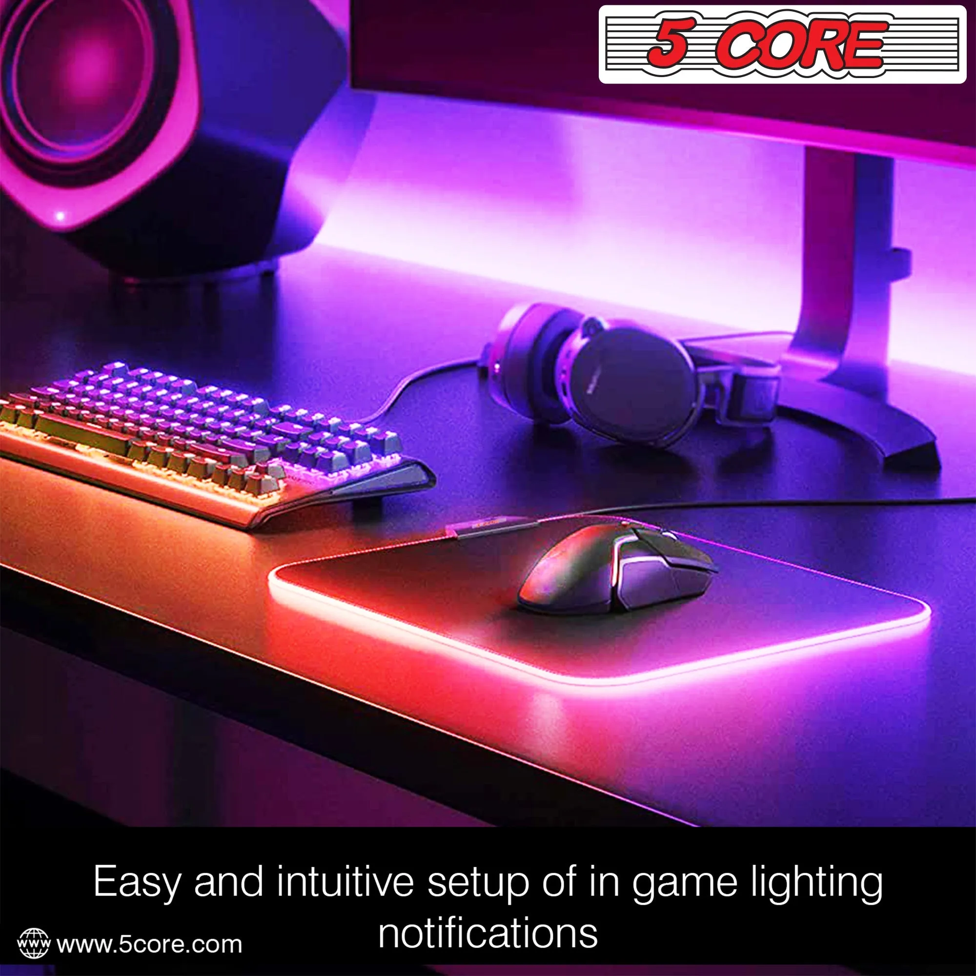 5Core RGB Gaming Mouse Pad 12 Light Modes