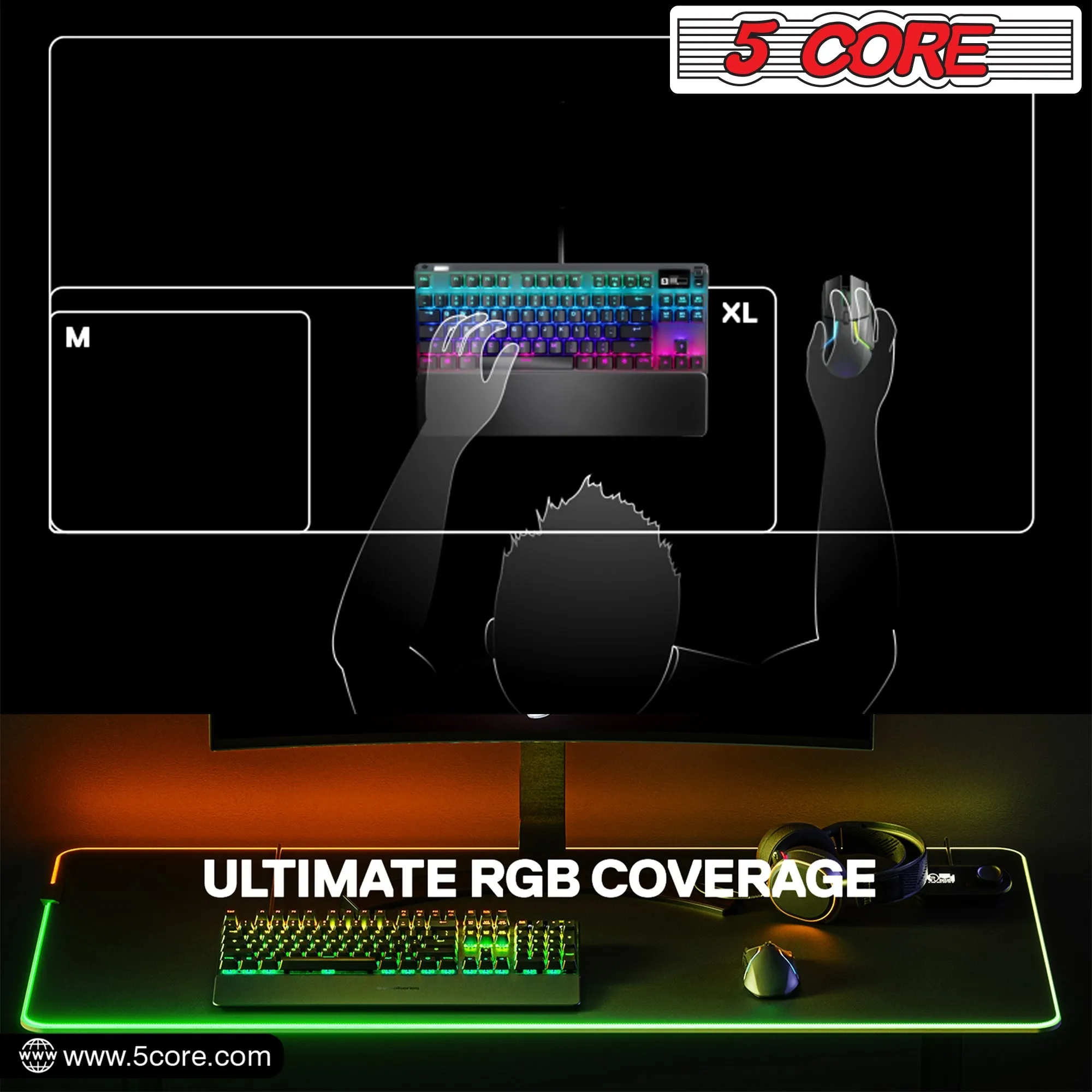 5Core RGB Gaming Mouse Pad 12 Light Modes