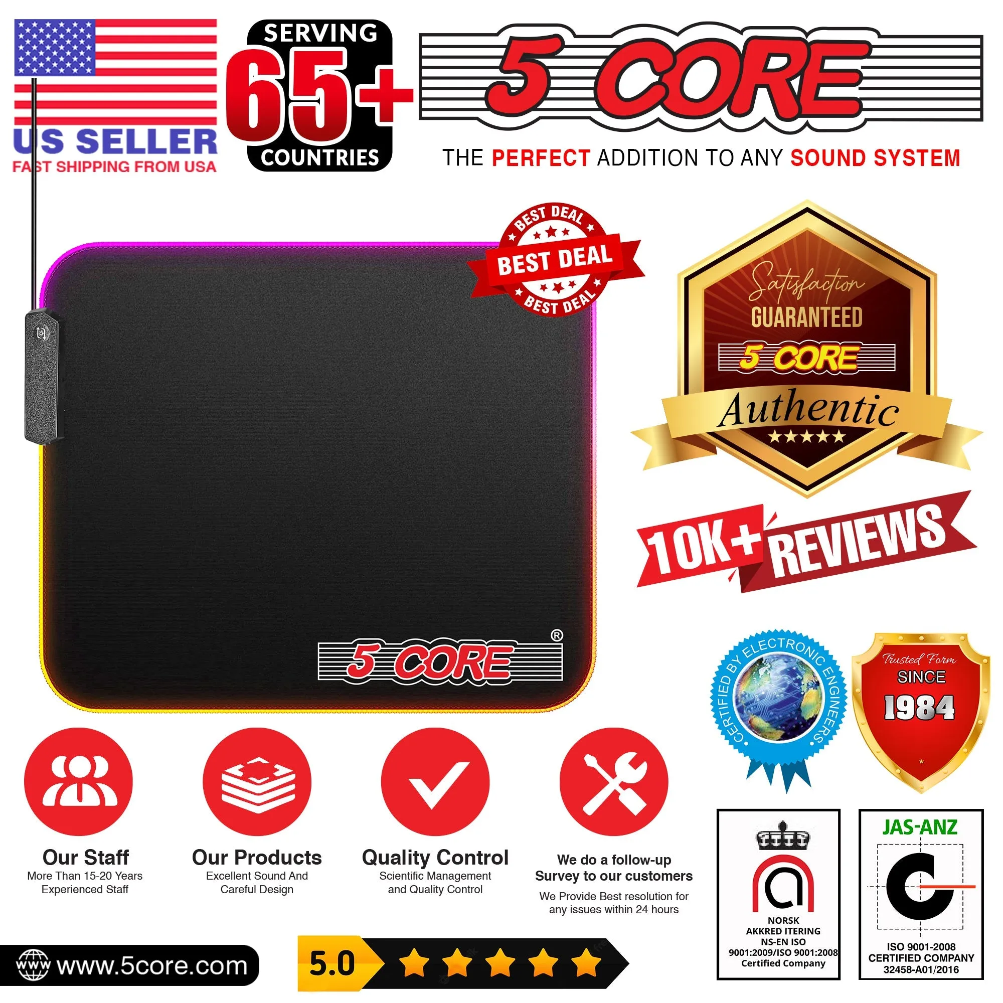 5Core RGB Gaming Mouse Pad 12 Light Modes