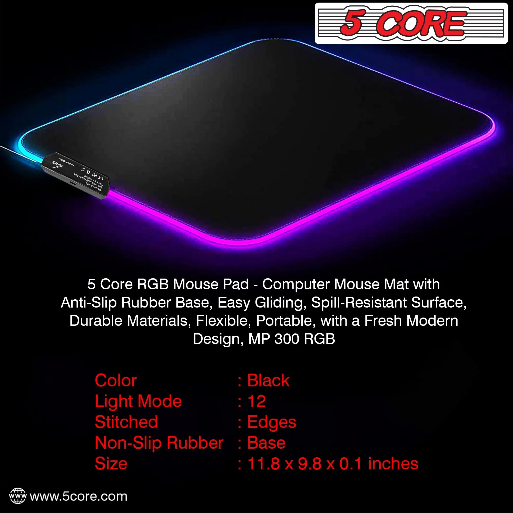 5Core RGB Gaming Mouse Pad 12 Light Modes