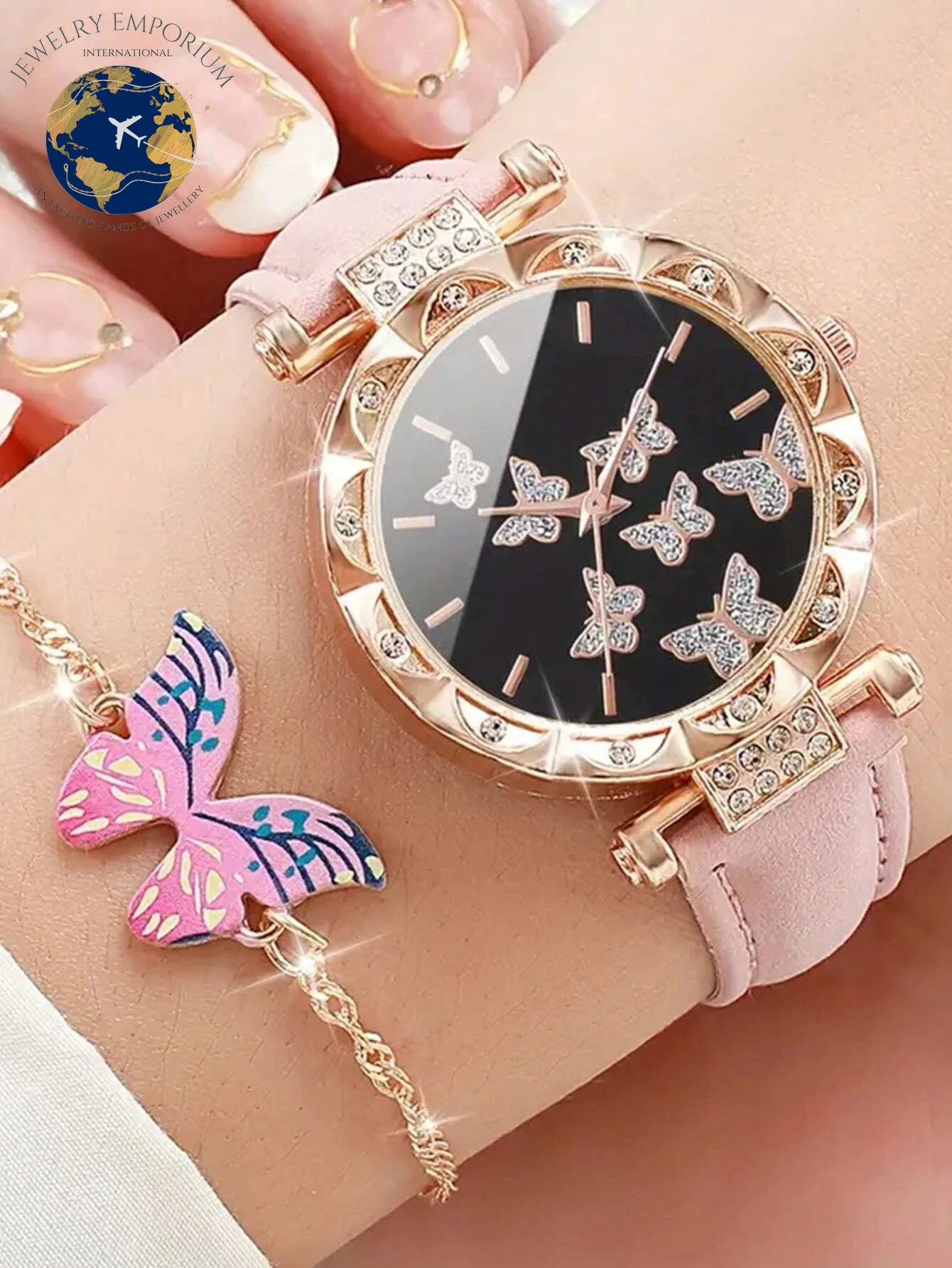 5Pcs Lovely Silica Gel Quartz Girls Watch and Necklace Bracelet Earrings Jewelry Set for Girls Gifts