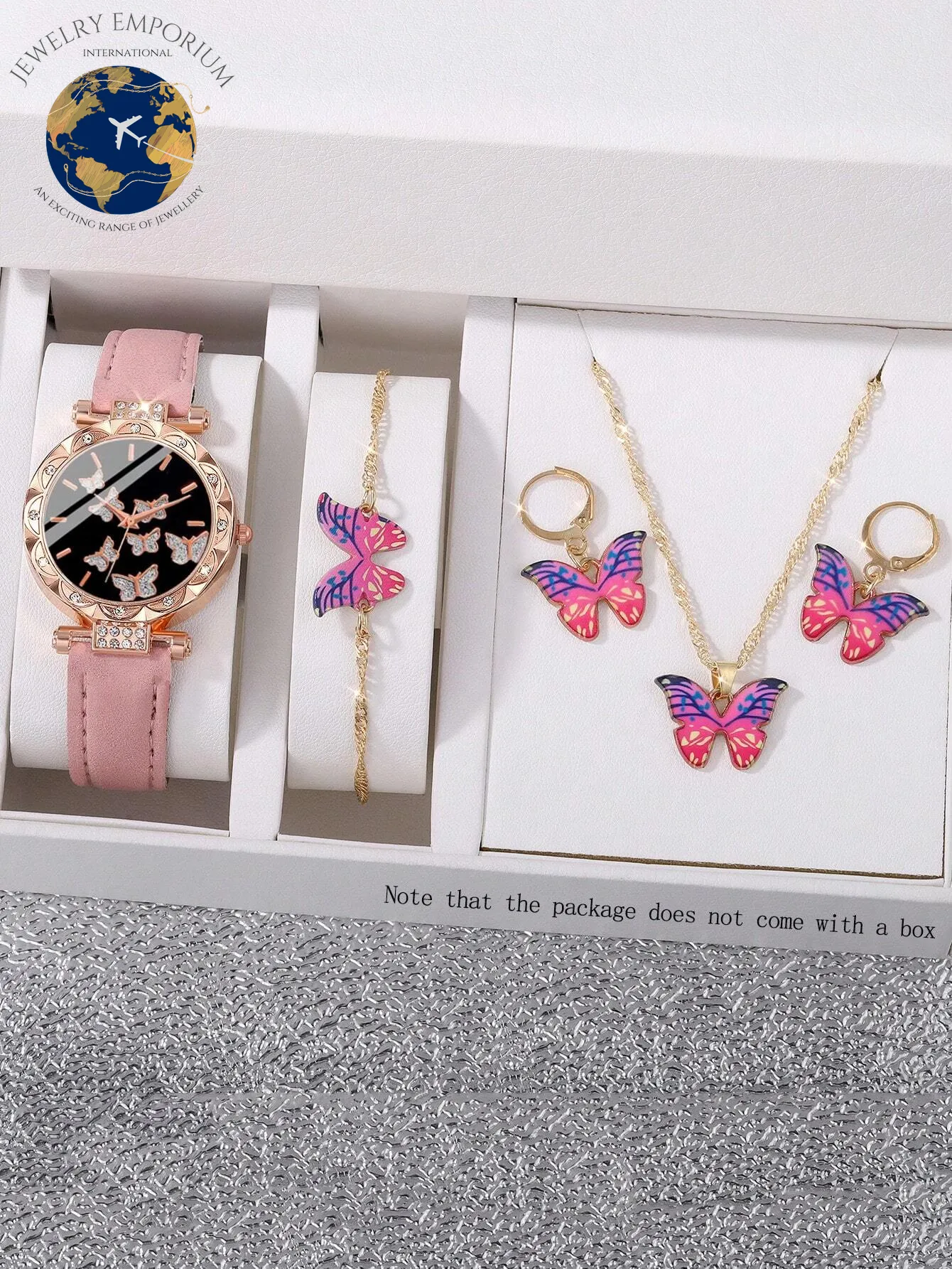 5Pcs Lovely Silica Gel Quartz Girls Watch and Necklace Bracelet Earrings Jewelry Set for Girls Gifts