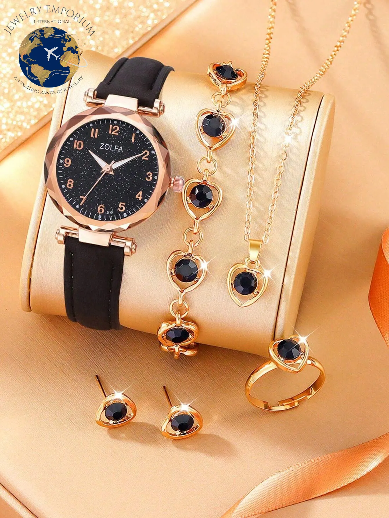 5Pcs Lovely Silica Gel Quartz Girls Watch and Necklace Bracelet Earrings Jewelry Set for Girls Gifts