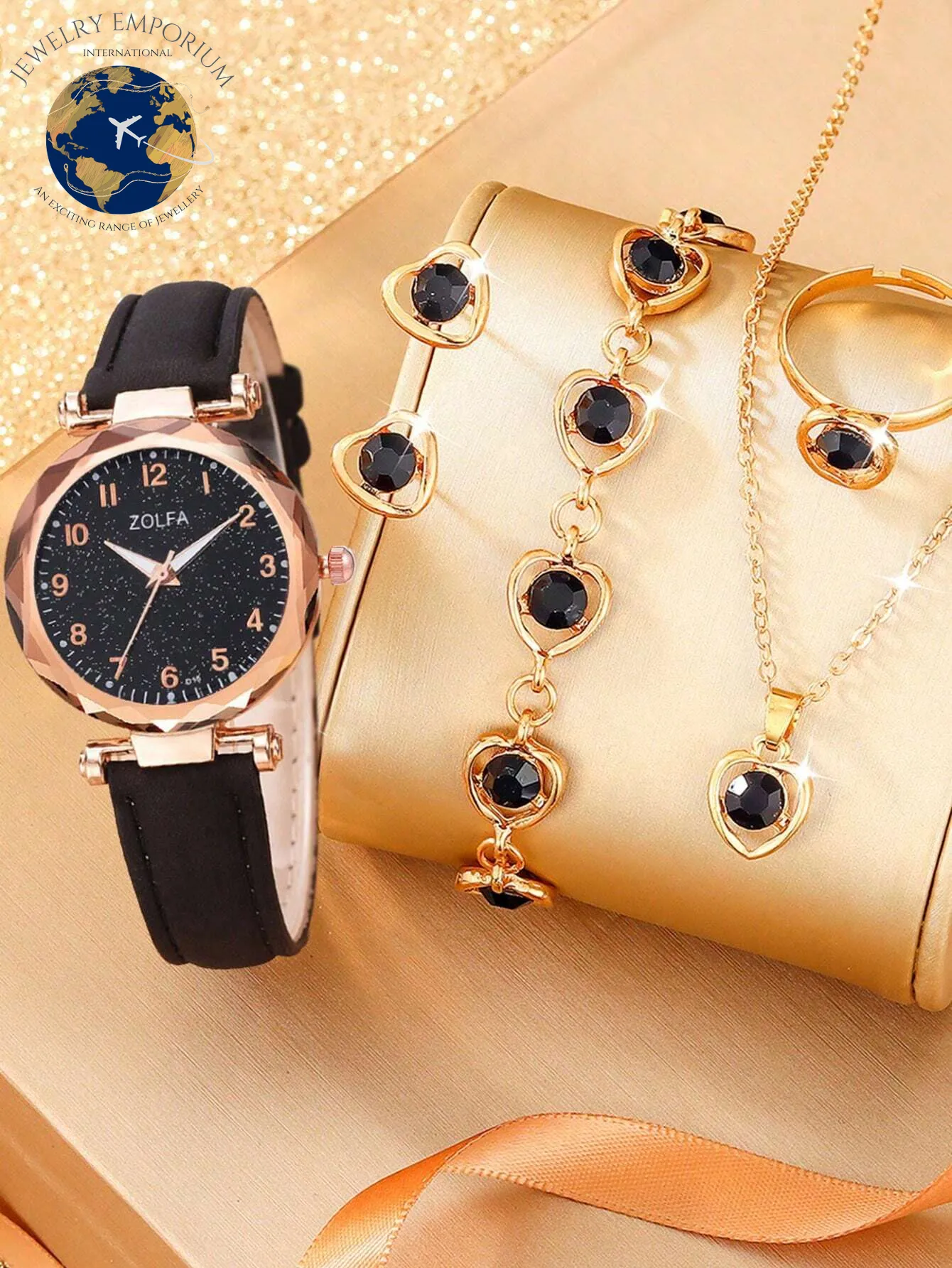 5Pcs Lovely Silica Gel Quartz Girls Watch and Necklace Bracelet Earrings Jewelry Set for Girls Gifts