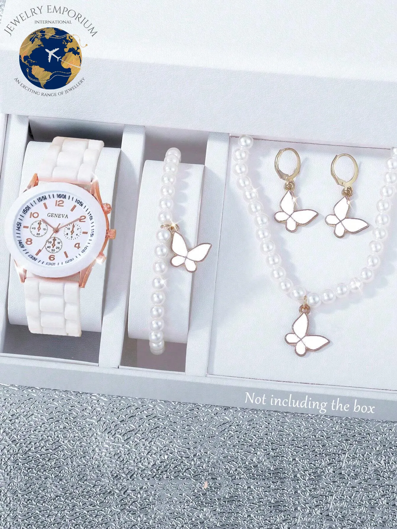 5Pcs Lovely Silica Gel Quartz Girls Watch and Necklace Bracelet Earrings Jewelry Set for Girls Gifts