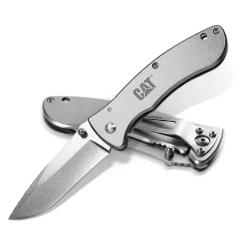 7" Drop Point Folding Knife Stainless Steel Handle