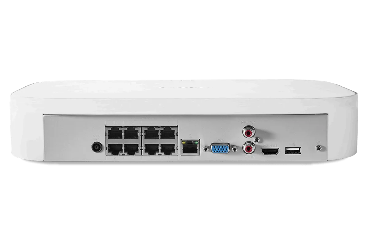 8-Channel NVR Fusion System with Six 4K (8MP) IP Cameras, HD Smart Indoor Wi-Fi Security Camera and Wi-Fi Floodlight Camera