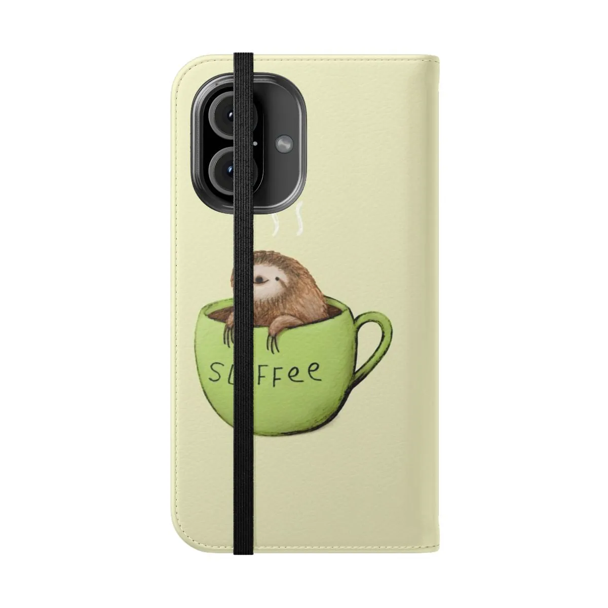 Adorable Sloth Coffee Flip Cover Phone Case