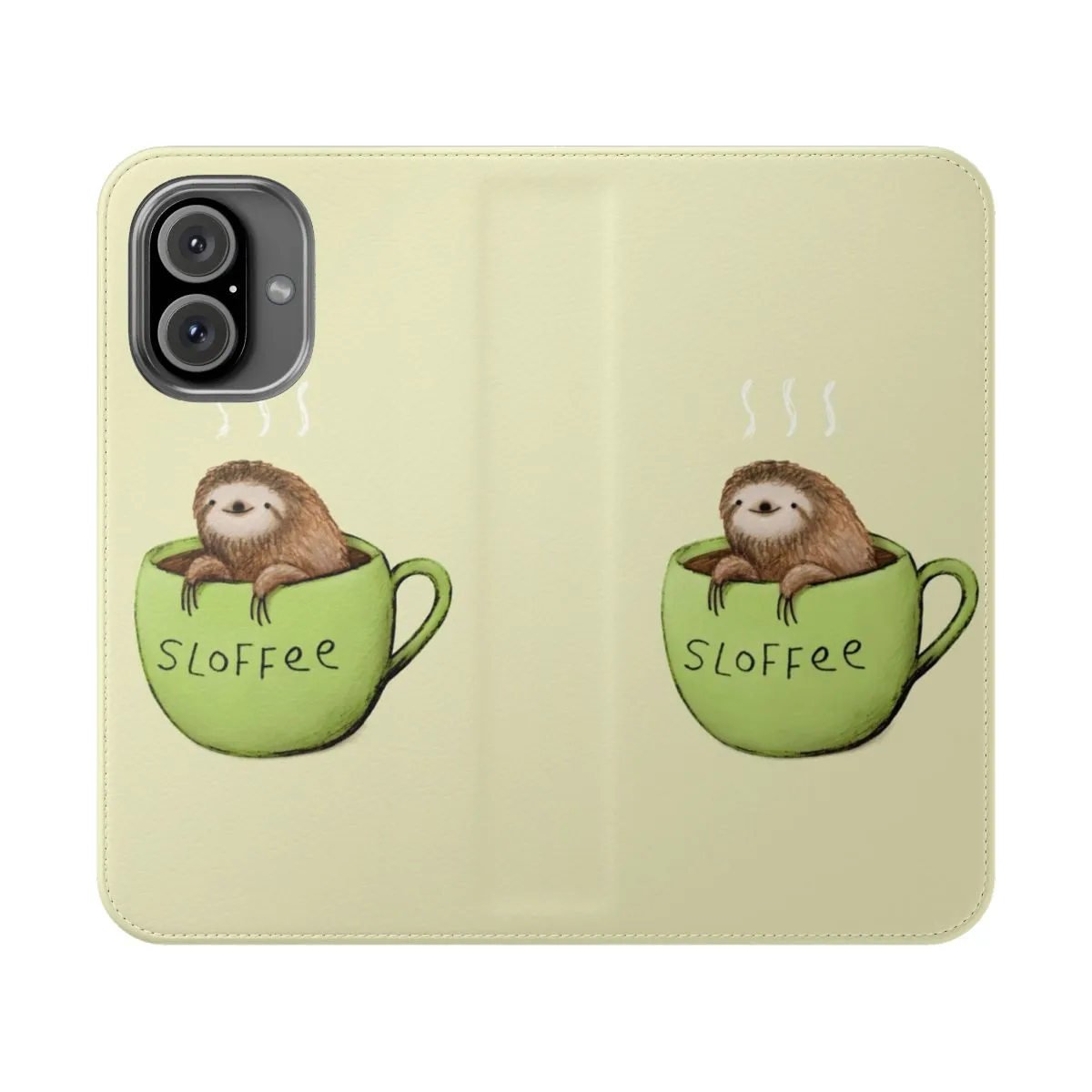 Adorable Sloth Coffee Flip Cover Phone Case