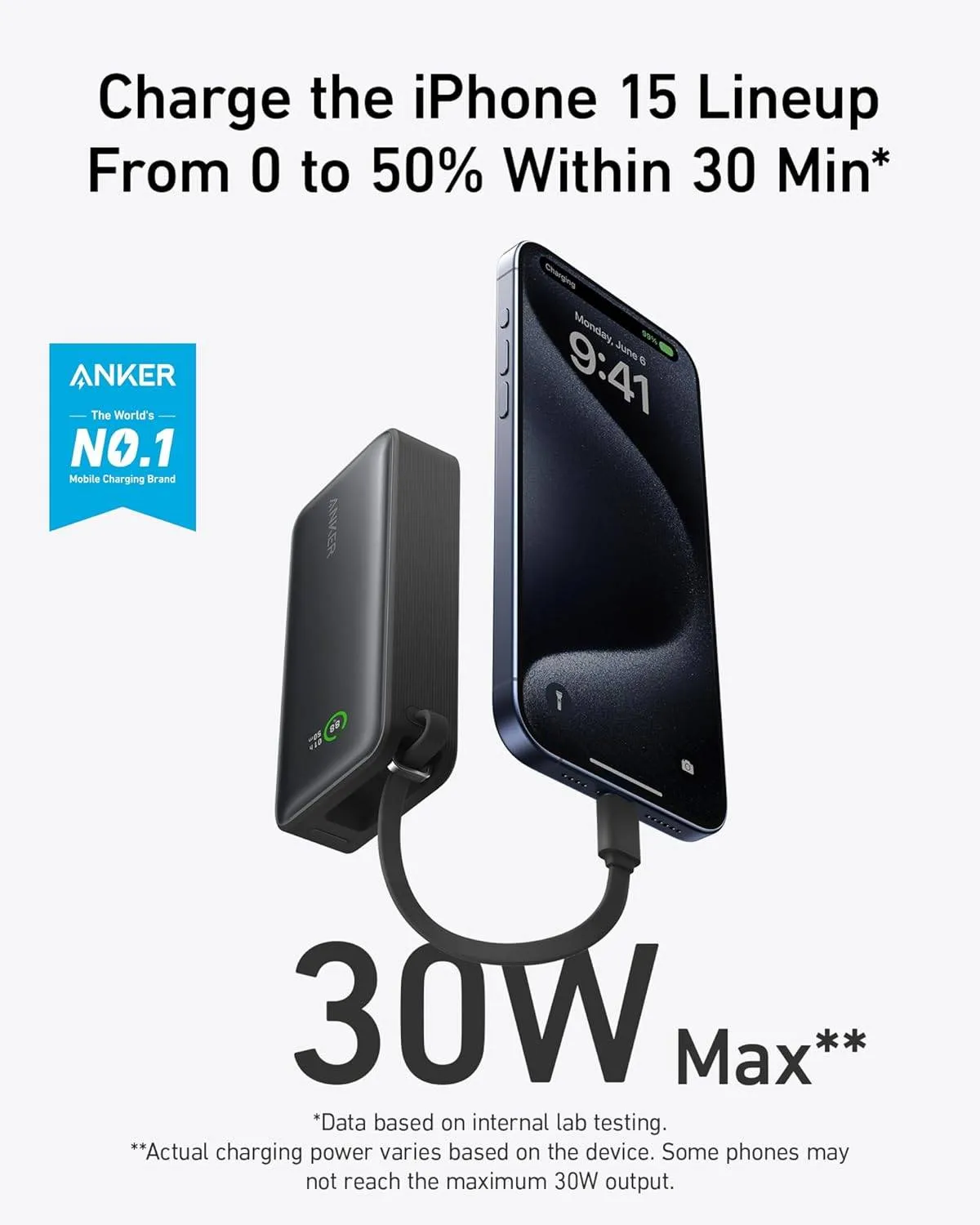 Anker Nano Power Bank(30WBuilt-In Usb-C Cable) Blue-194644155001