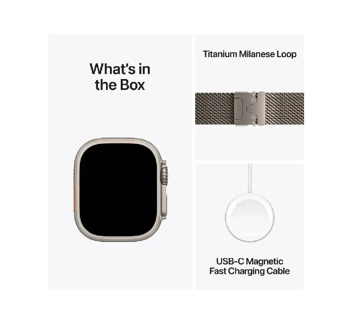 Apple Watch Ultra 2 GPS   Cellular, 49mm Natural Titanium Case with Natural Titanium Milanese Loop – MX5R3 (M)