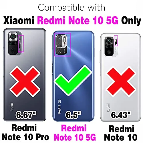 Asuwish Phone Case for Xiaomi Redmi Note 10 5G Wallet Cover with Tempered Glass Screen Protector Wrist Strap Lanyard RFID Credit Card Holder Ring Stand Poco M3 Pro/Redme Note 10T G5 Women Men Black