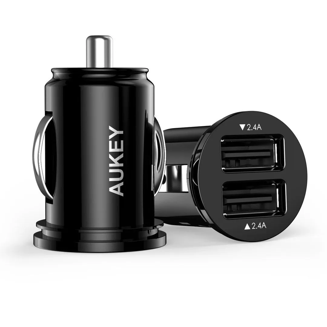 Aukey Cc-S1 Mini Mobile Device Charger 2Xusb-A 24W 4.8A Black Auto