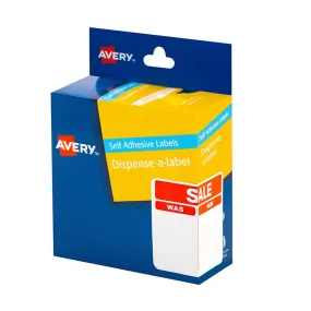 Avery Label Dispenser Pack 'SALE PRICE - WAS/NOW' 60 x 40mm x 100's Pack