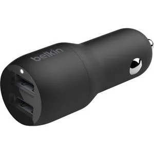 Belkin BoostCharge Dual USB-A Car Charger 24W, USB-A to USB-C Cable