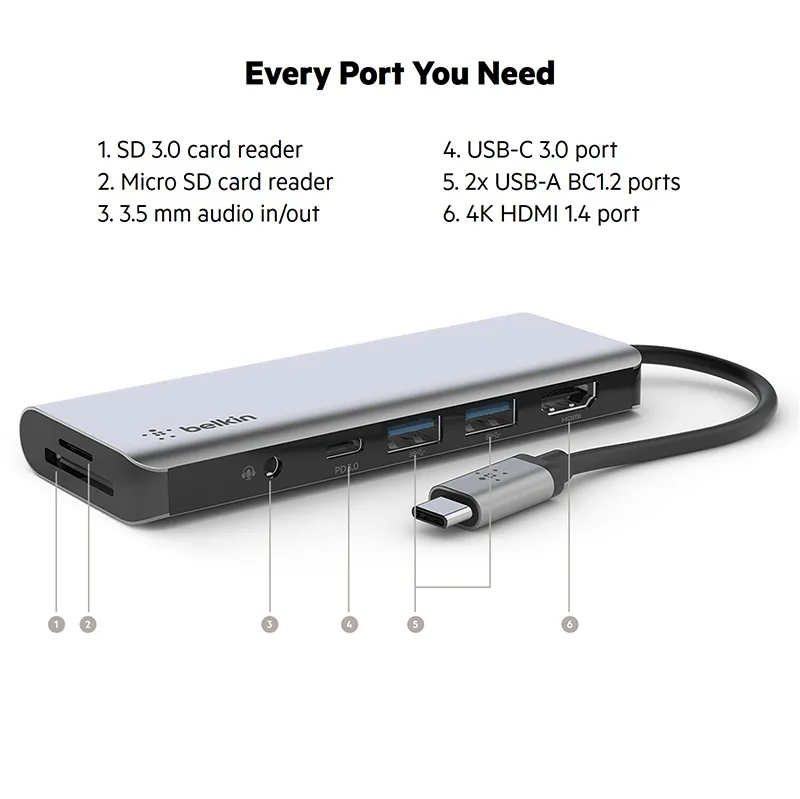 Belkin Connect USB-C 7-in-1 Multiport Hub Adapter