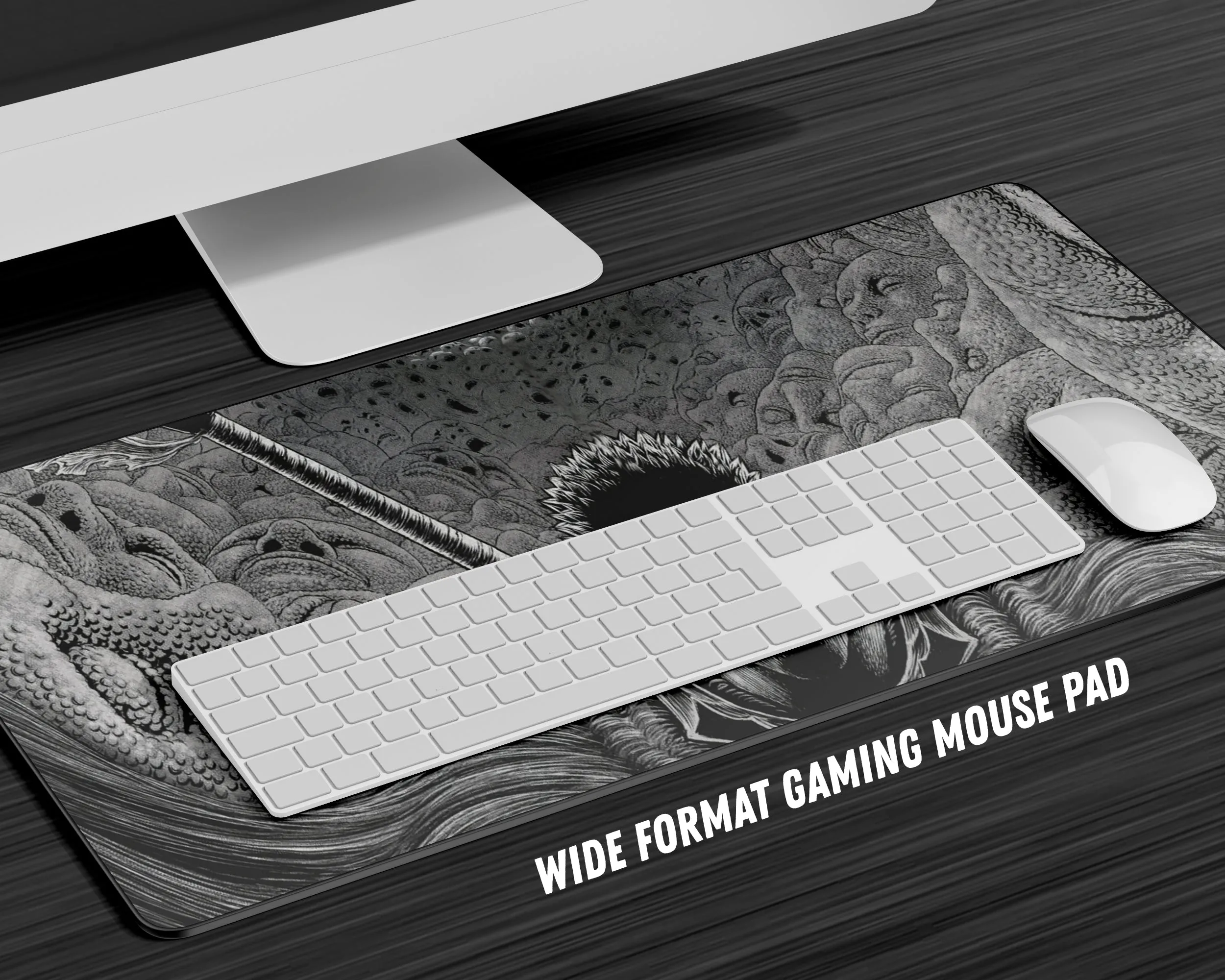 Beserk Black and White Gaming Mouse Pad