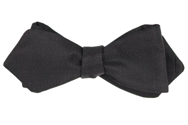 Black Faille Diamond Point Bow Tie