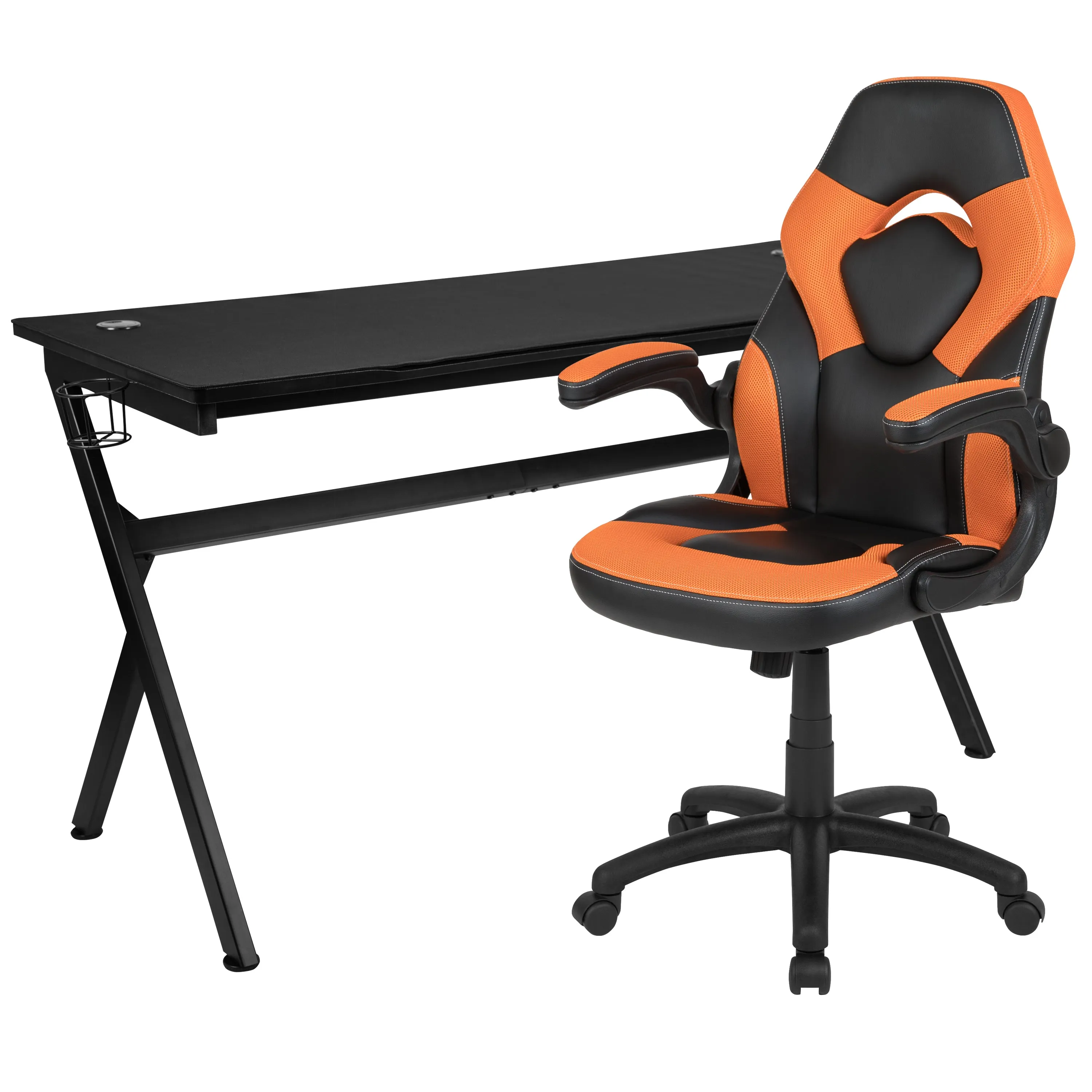 Black Gaming Desk & Chair Set BLN-X10D1904L-OR-GG