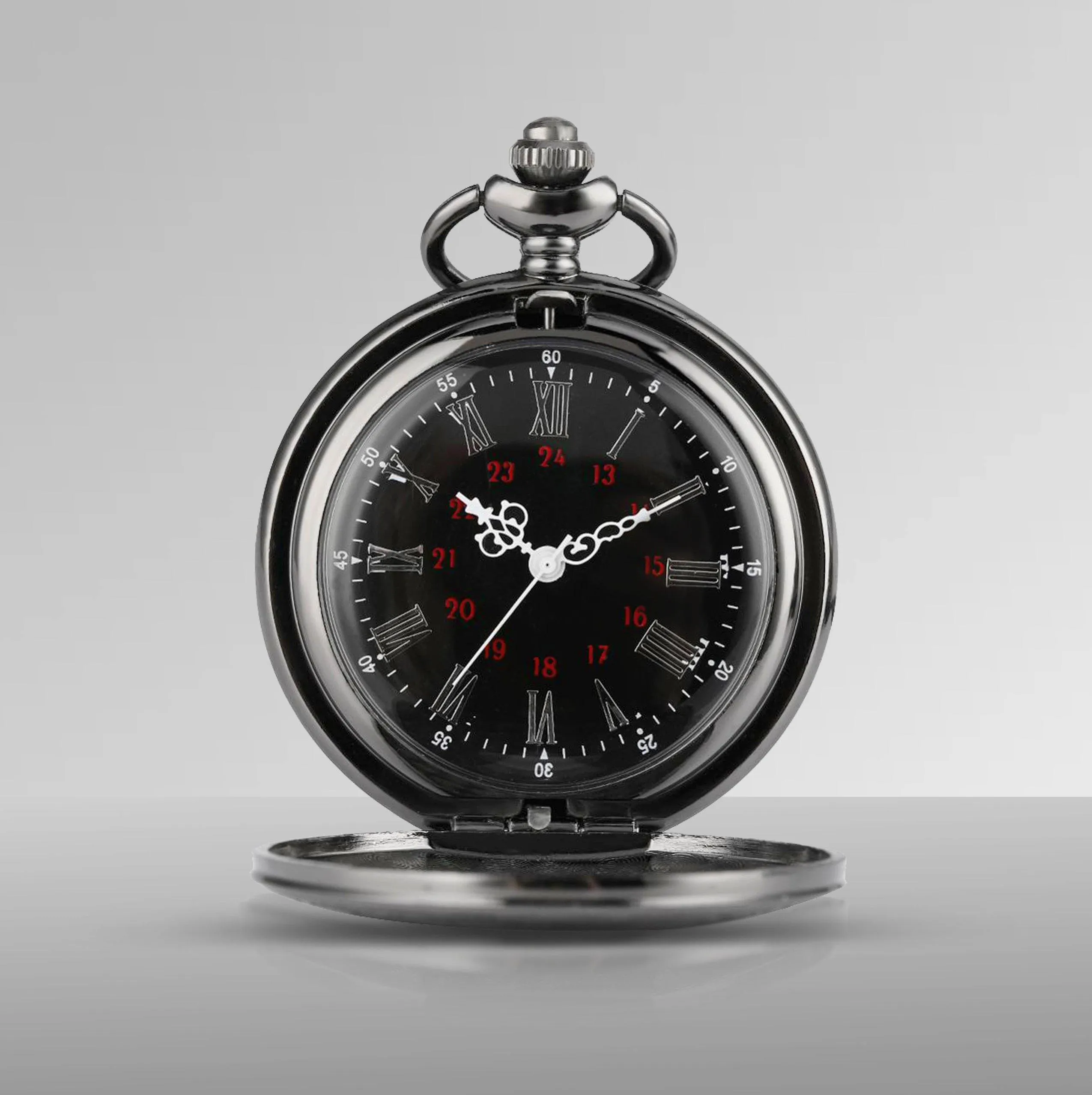 Black Roman Numeral Pocket Watch