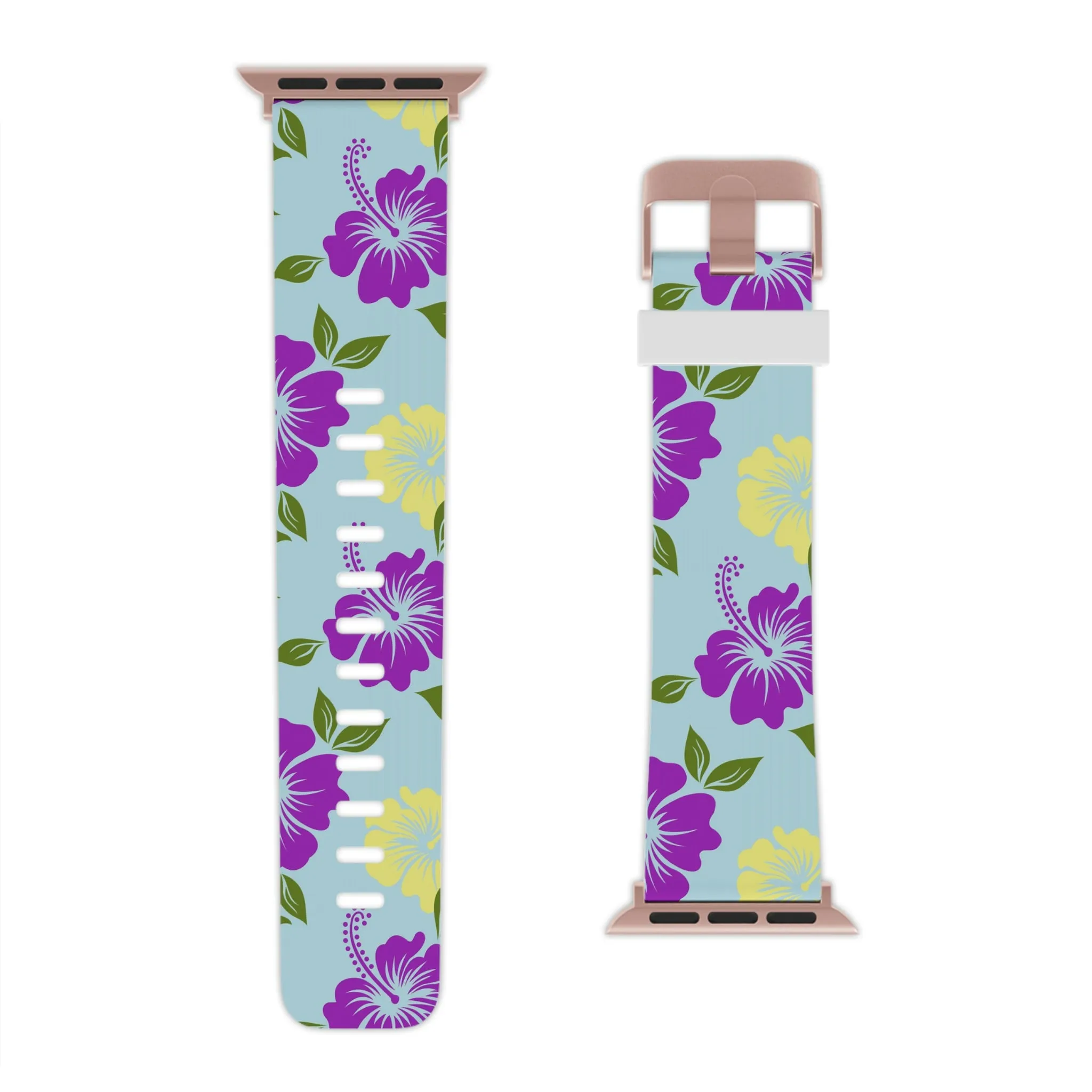 Blue Tropical Thermo Elastomer Print Watch Band for Apple Watch