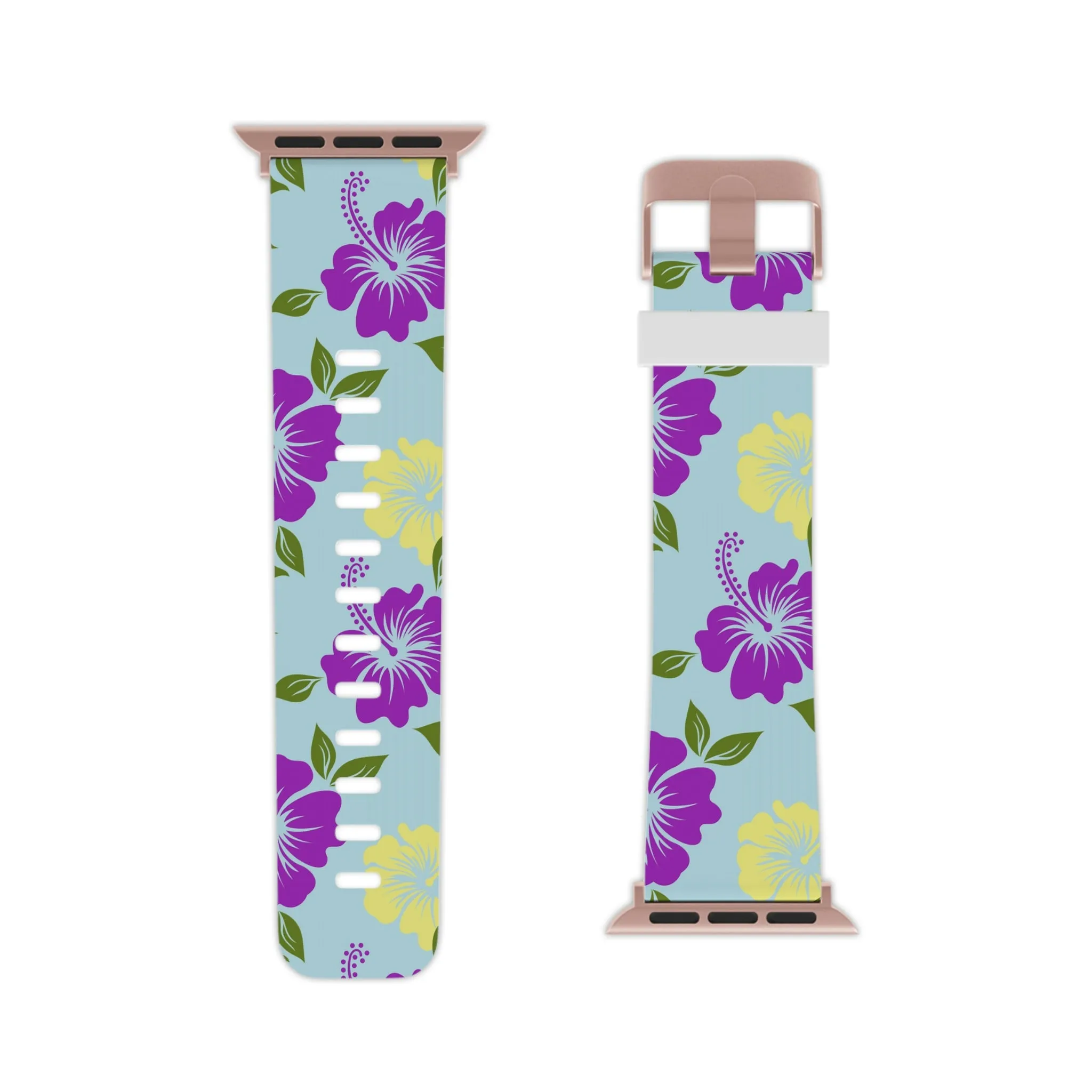 Blue Tropical Thermo Elastomer Print Watch Band for Apple Watch