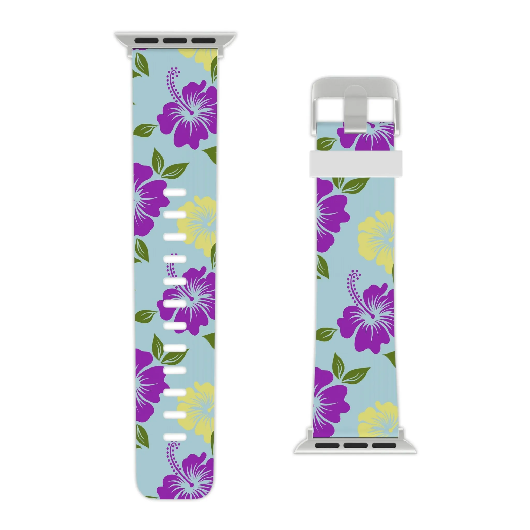 Blue Tropical Thermo Elastomer Print Watch Band for Apple Watch