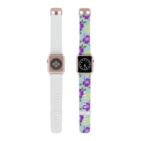 Blue Tropical Thermo Elastomer Print Watch Band for Apple Watch