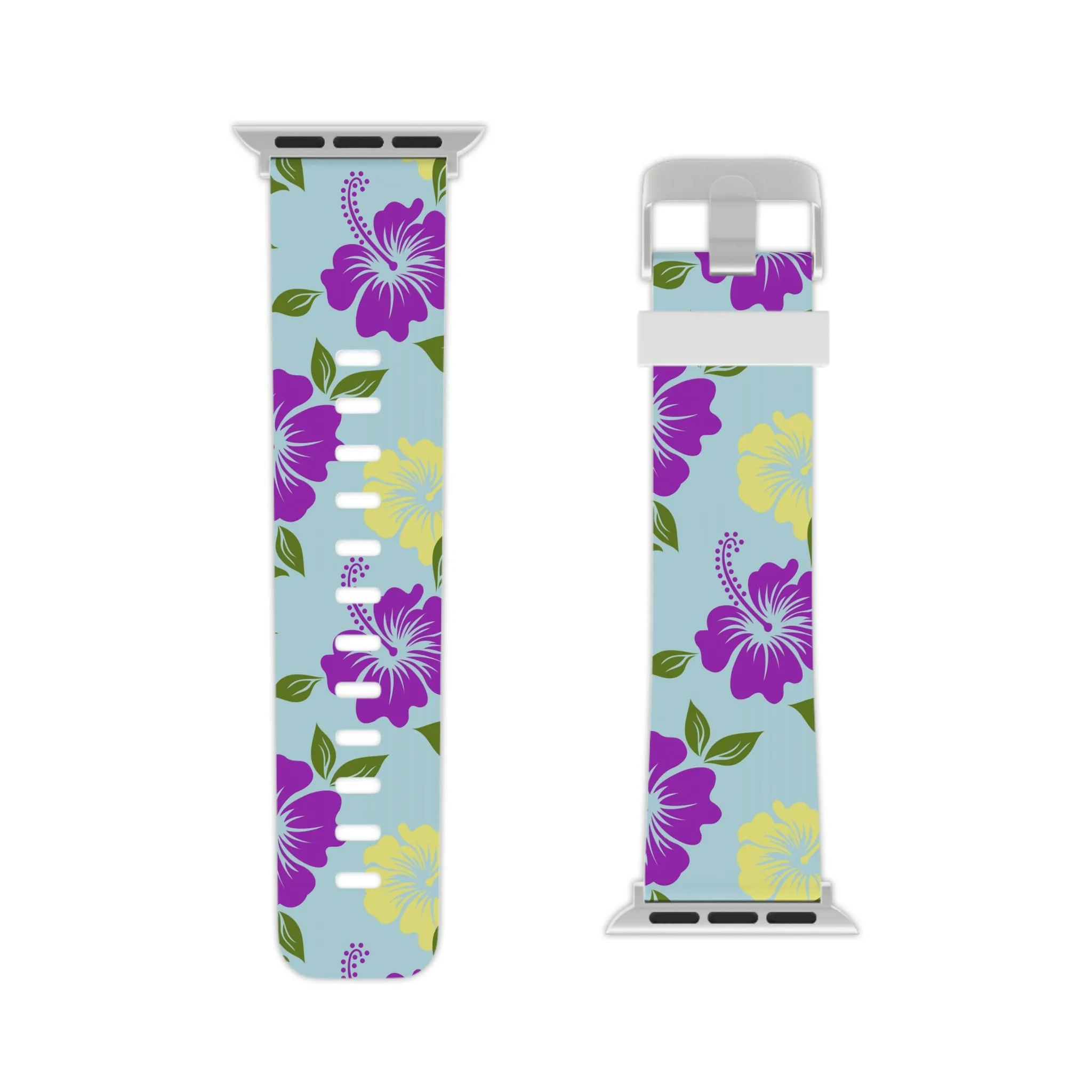 Blue Tropical Thermo Elastomer Print Watch Band for Apple Watch